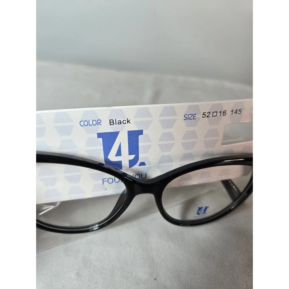 Four You U219 Black Cat Eye Eyeglass Frames Women 52-16-145 Sturdy Glasses